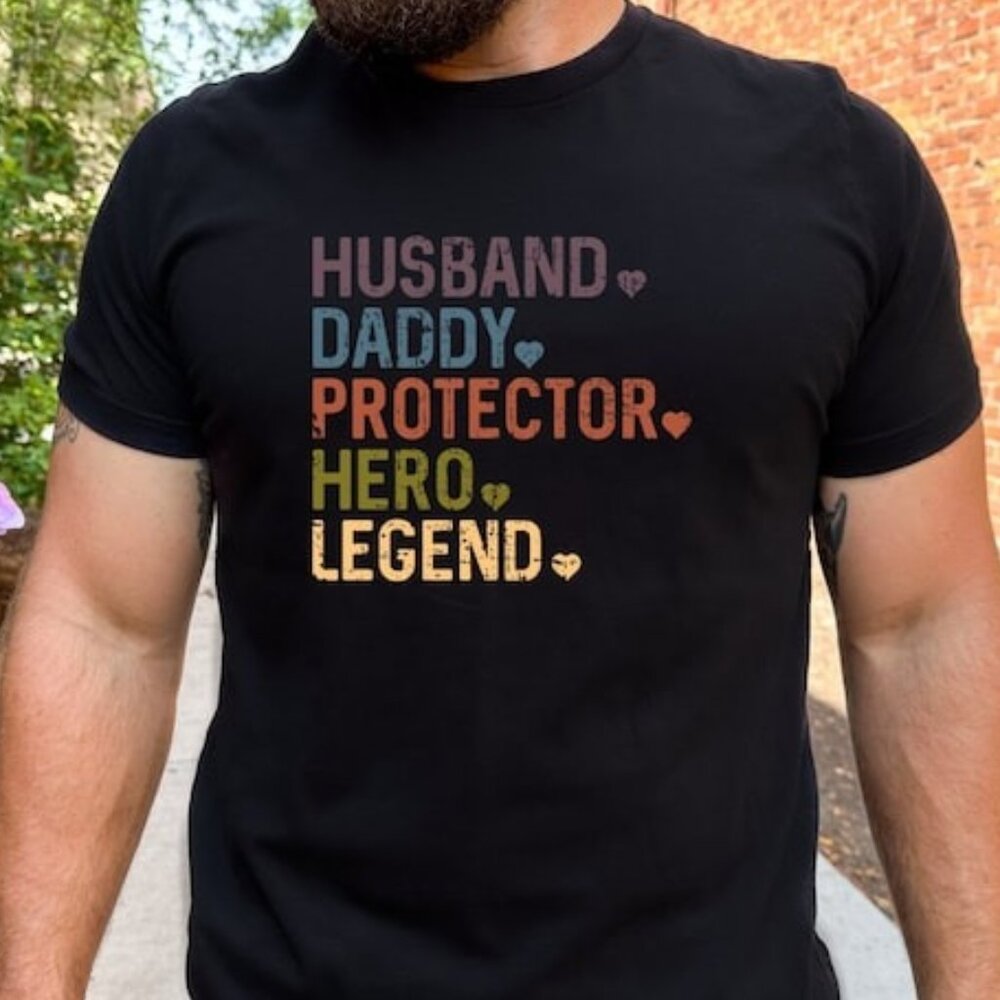 Husband Daddy Protector Hero Tee Shirt, Father's Day Gift T-Shirt